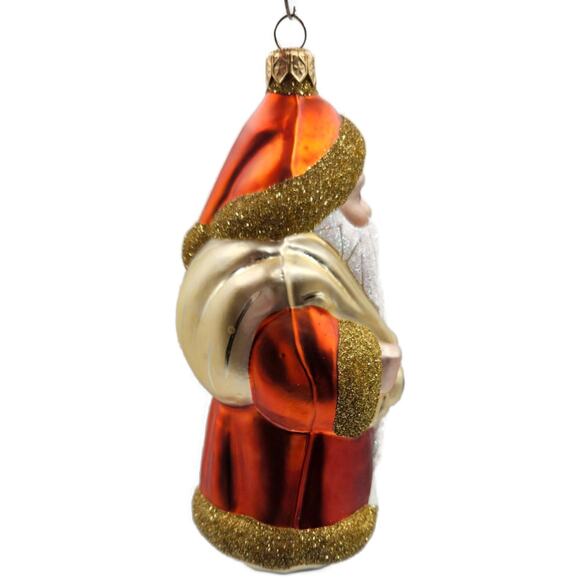 Patricia Breen Santa Claus and Teddy Orange Gold Christmas Tree Ornament Full - Picture 5 of 11